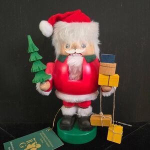 Richard Glasser Nutcracker Santa with Tree & Presents Handmade Germany Wooden
